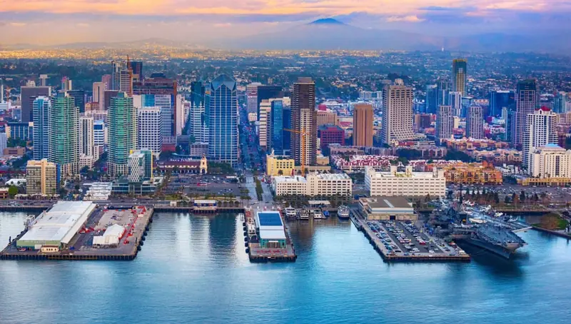 Aerial view of downtown San Diego and the waterfront