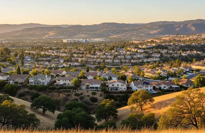 Hillside homes and open country around Spring Valley